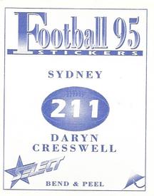 1995 Select AFL Stickers #211 Daryn Cresswell Back